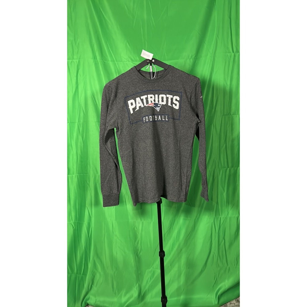Majestic New England Patriots Long Sleeve Graphic T-Shirt Gray Mens Small